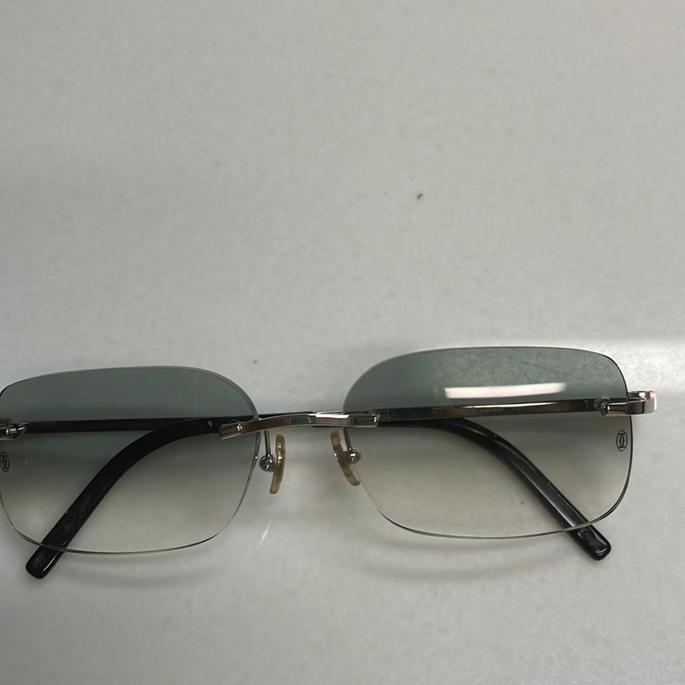 Authentic Cartier women rimless ,blue, gradient square  sunglasses
